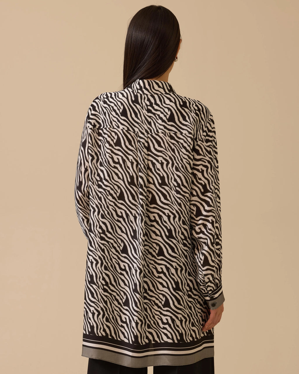 Zebra Desenli Tunik Fular Detaylı
