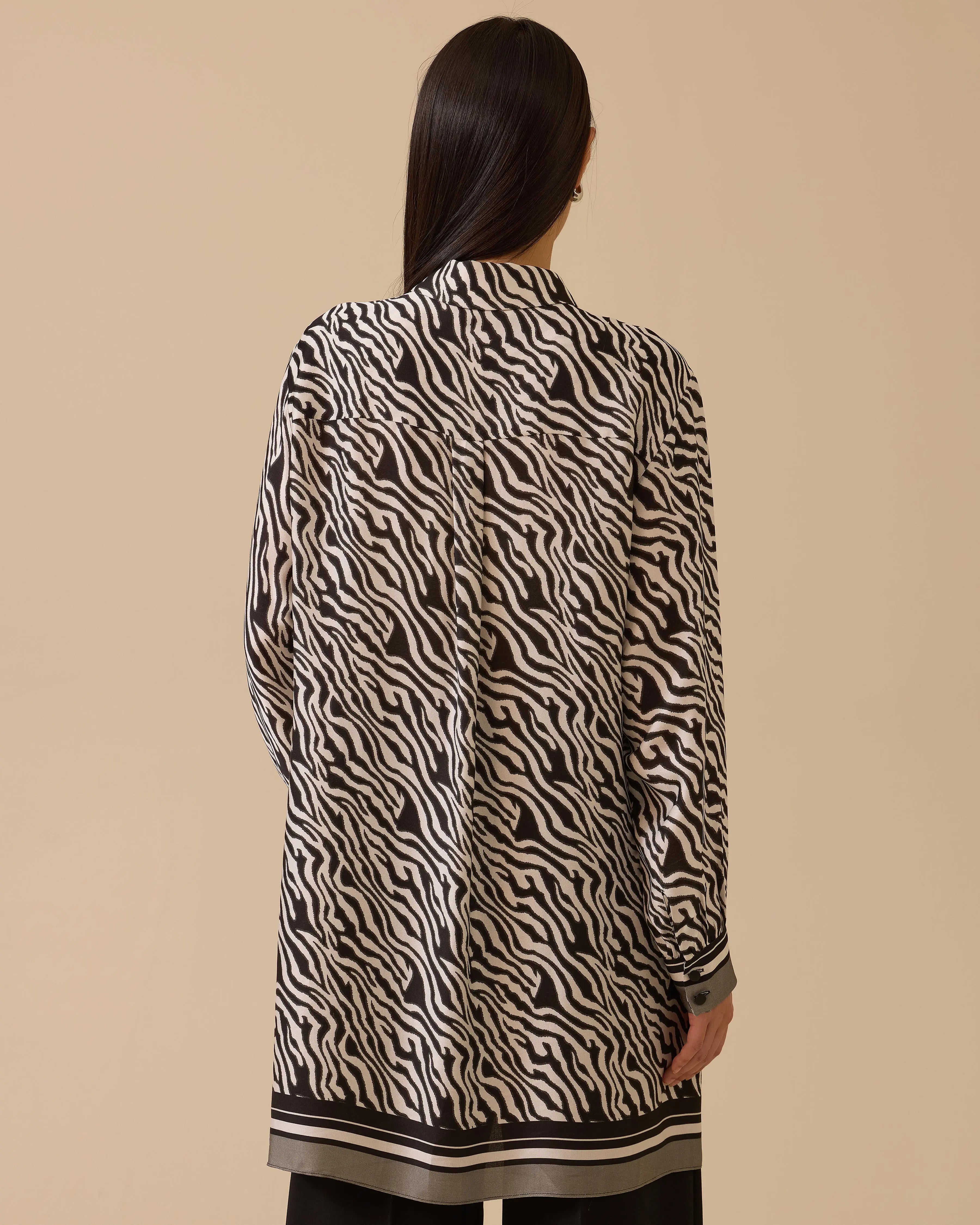 Zebra Desenli Tunik Fular Detaylı