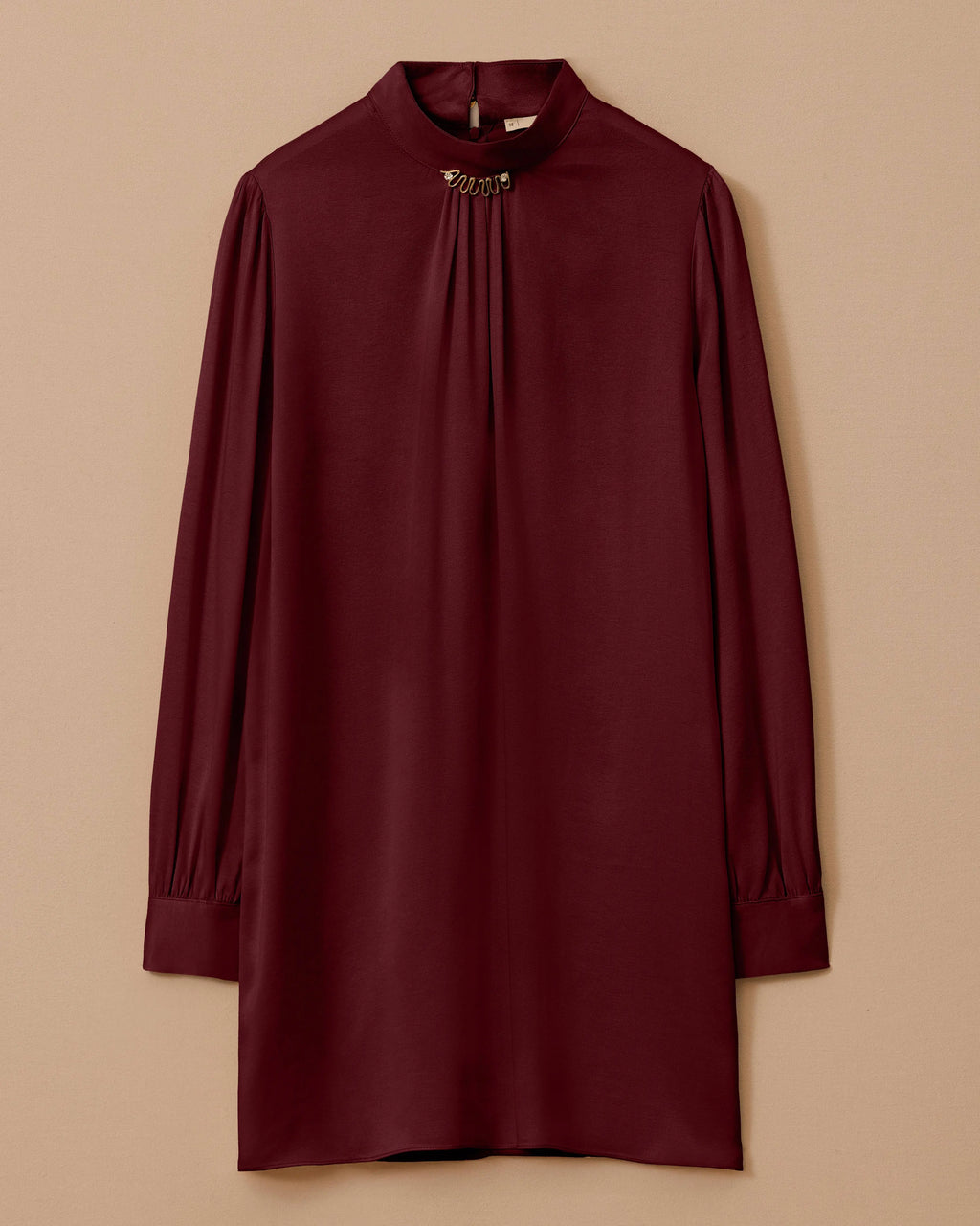 Bordo Tunik Dik Yaka Taş Detaylı