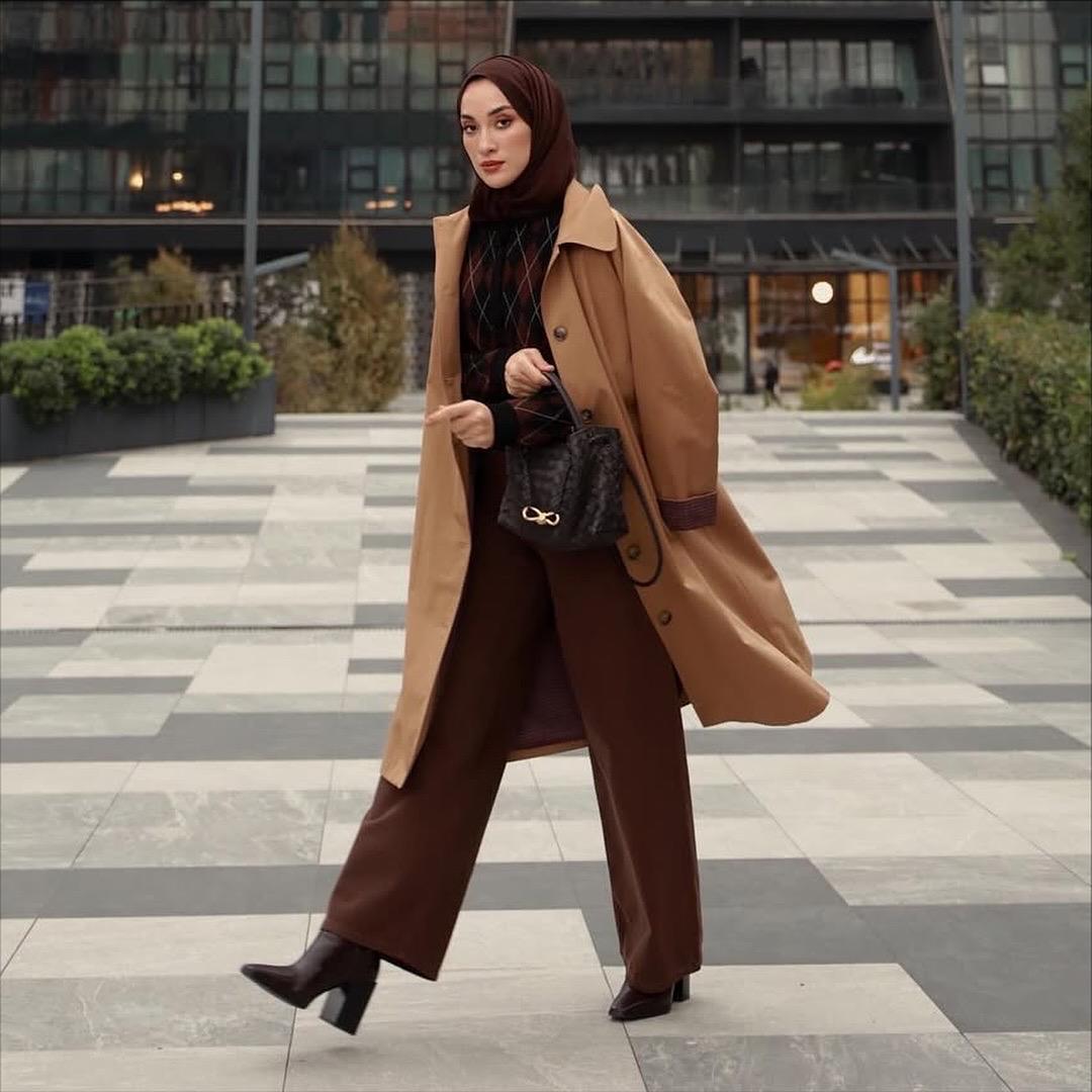 Camel Rengi Kemerli Trençkot | Tesettür Dış Giyim Klasik Kesim